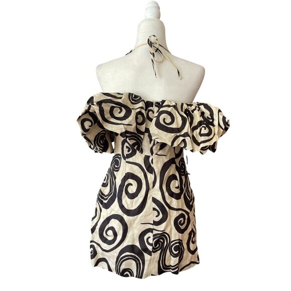 NWT Anthropologie The Wolf Gang Mirador Tan Linen Mini Dress Swirl SZ 6 - Picture 8 of 16